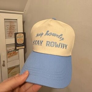 Blue and Cream 'Stay Rowdy' Cap